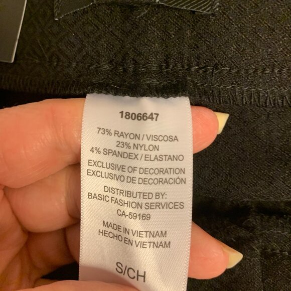 Mario Serrani Pants Size Small Black NWT Textured Straight Leg Classic Preppy - Picture 6 of 14